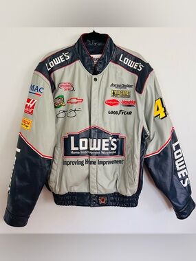 Jimmie Johnson Lowe’s #48 NASCAR Racing Jacket Chase Authentics Leather Y2K